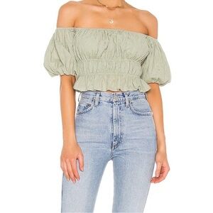 Revolve Privacy Please Leah Top - Sage Off-Shoulder Blouse
